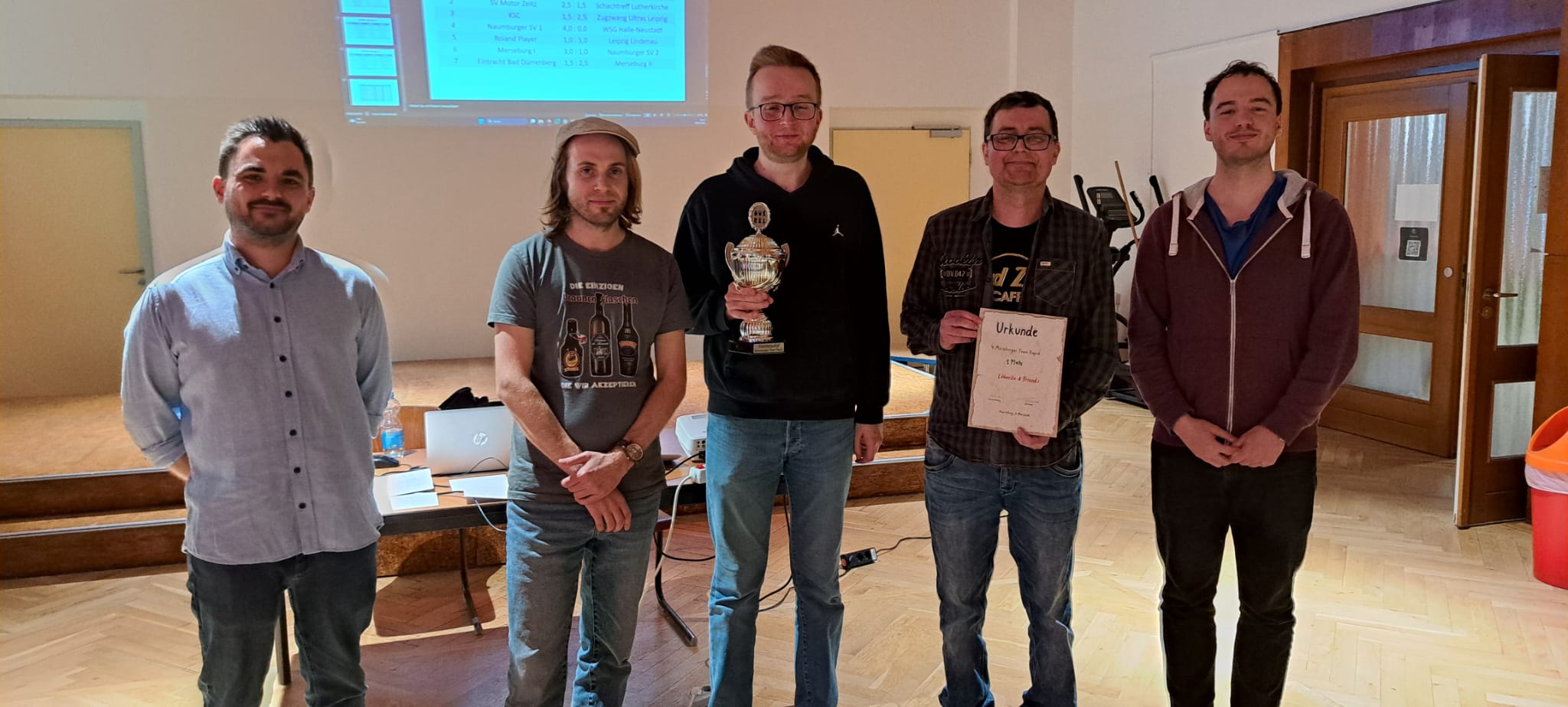 Siegerehrung: Max (Orga), Dustin, Jann, Reyk, Zsigmond Siegerehrung: Max (Orga), Dustin, Jann, Reyk, Zsigmond