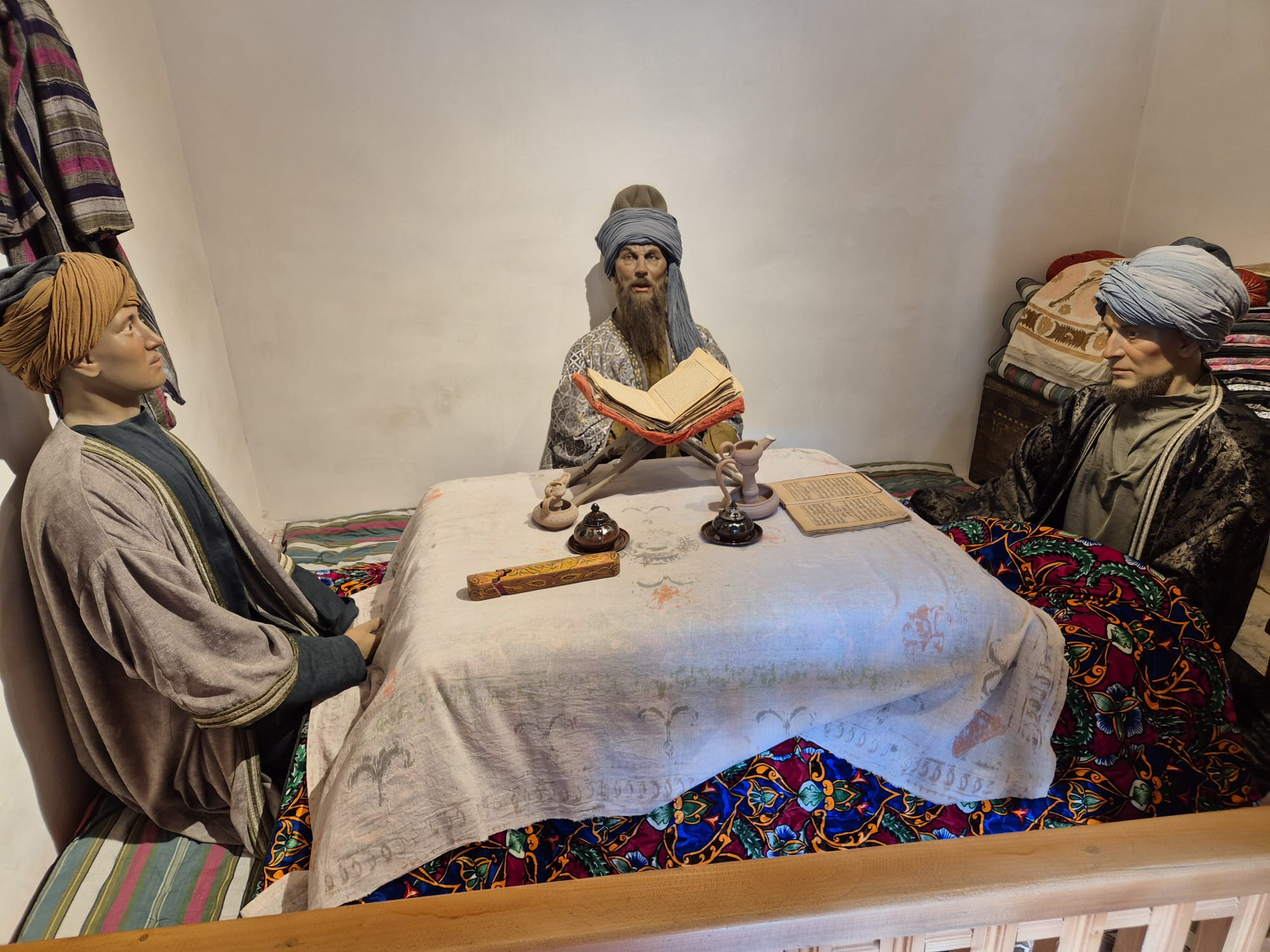 Museum exhibition with life-sized mannequins (diorama) reenacting a historical scene from Central Asia Museum exhibition with life-sized mannequins (diorama) reenacting a historical scene from Central Asia