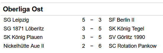 Ergebnisse Oberliga Ost Runde 3