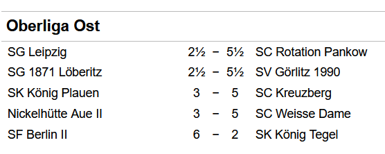 Ergebnisse Oberliga Ost Runde 8